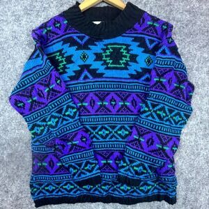 Vintage Croquet Club Sweater Mens Small Aztec Southwestern Retro Apres Ski Lodge